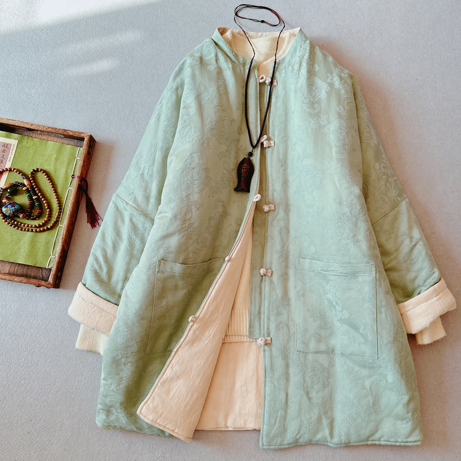 双面穿棉服国风新中式冬季女装纯棉花加棉加厚盘扣中长款棉衣棉袄