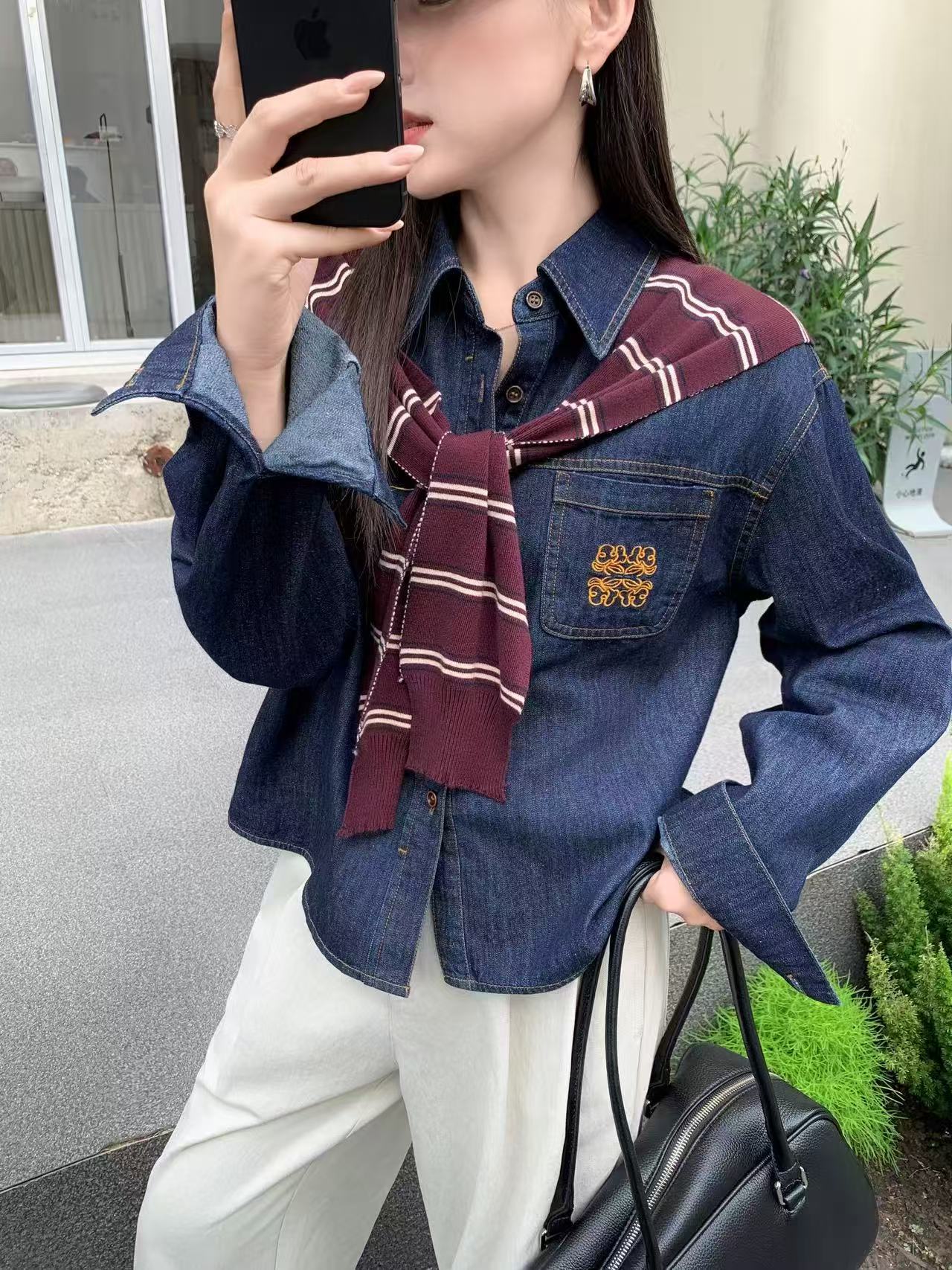 常规款长袖纯色不起球1g薄款衬衫休闲牛仔Y3K通勤风
