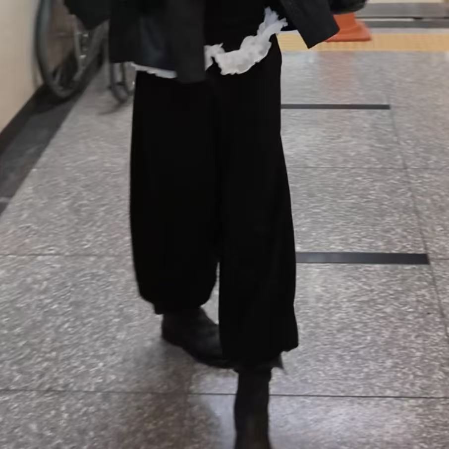 ｛귤 언니｝sa自留花朵腰小细节收口洋气吊裆休闲裤