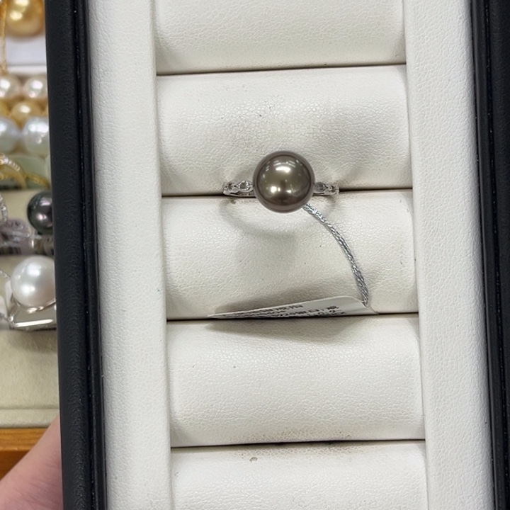银S925镶嵌戒圈海水珍珠大溪地9-10mm 79号