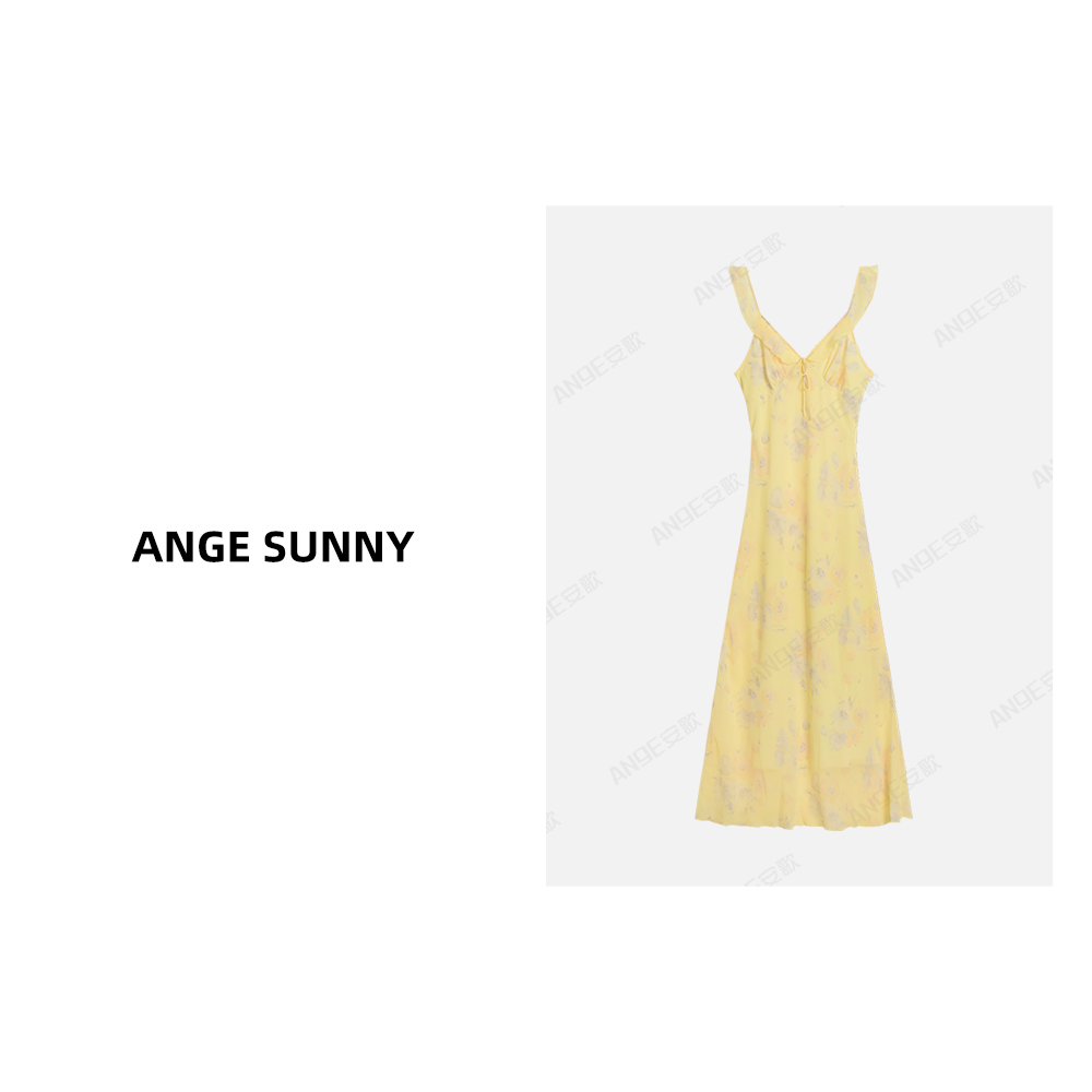 ANGE SUNNY【钟楚曦同款 花卉连衣裙】时尚碎花甜美吊带连衣裙