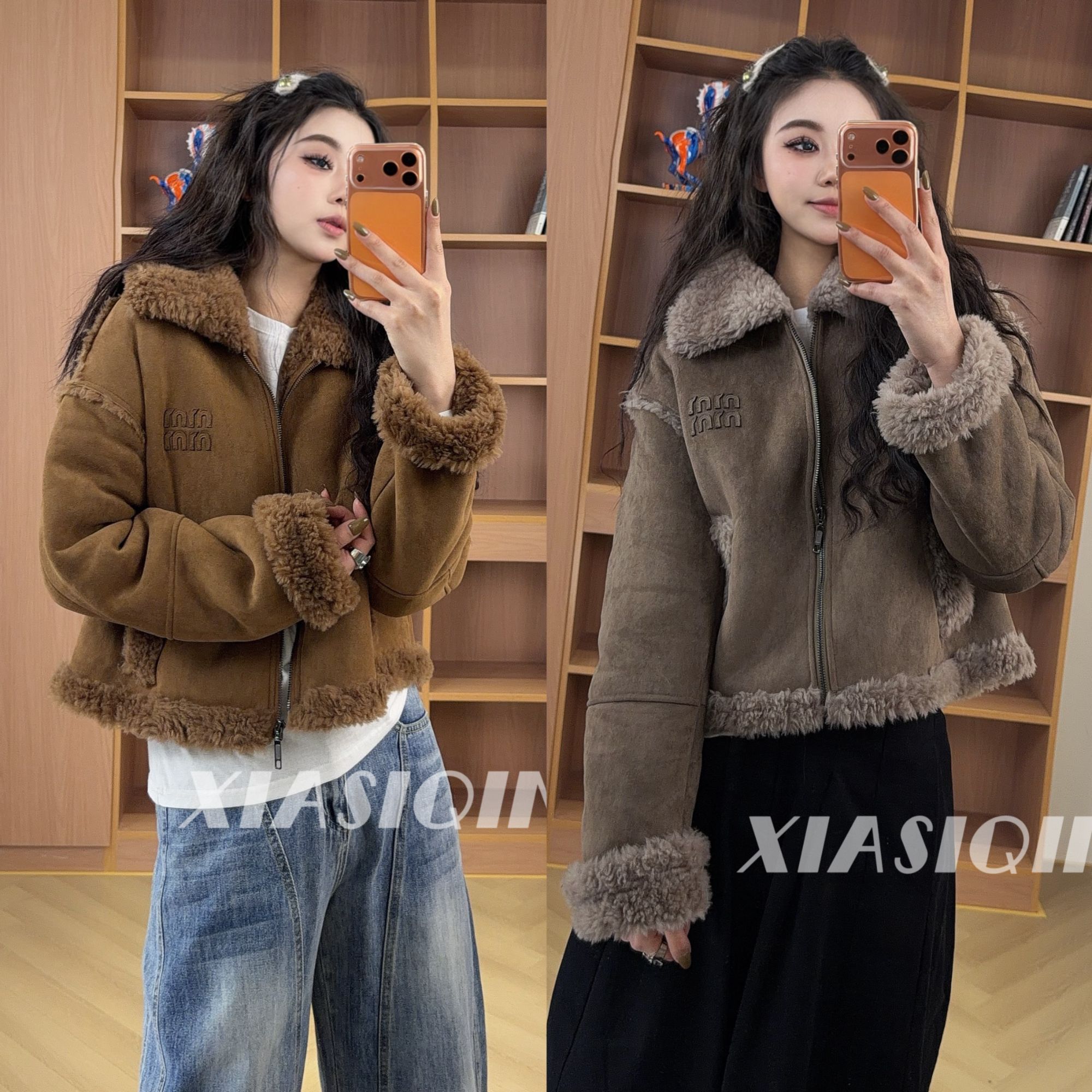 XIASIQING｜25FW“韩里韩气” 1045 100%纯羊毛复合皮毛一体冬季外套