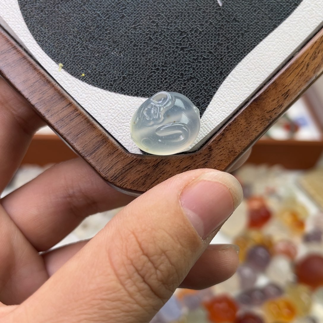 玛瑙/玉髓合金戒指冰飘馒头兔