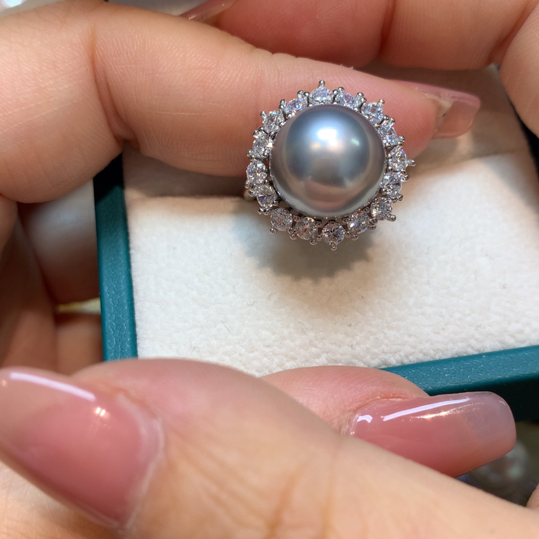 海水珍珠戒指银S925镶嵌