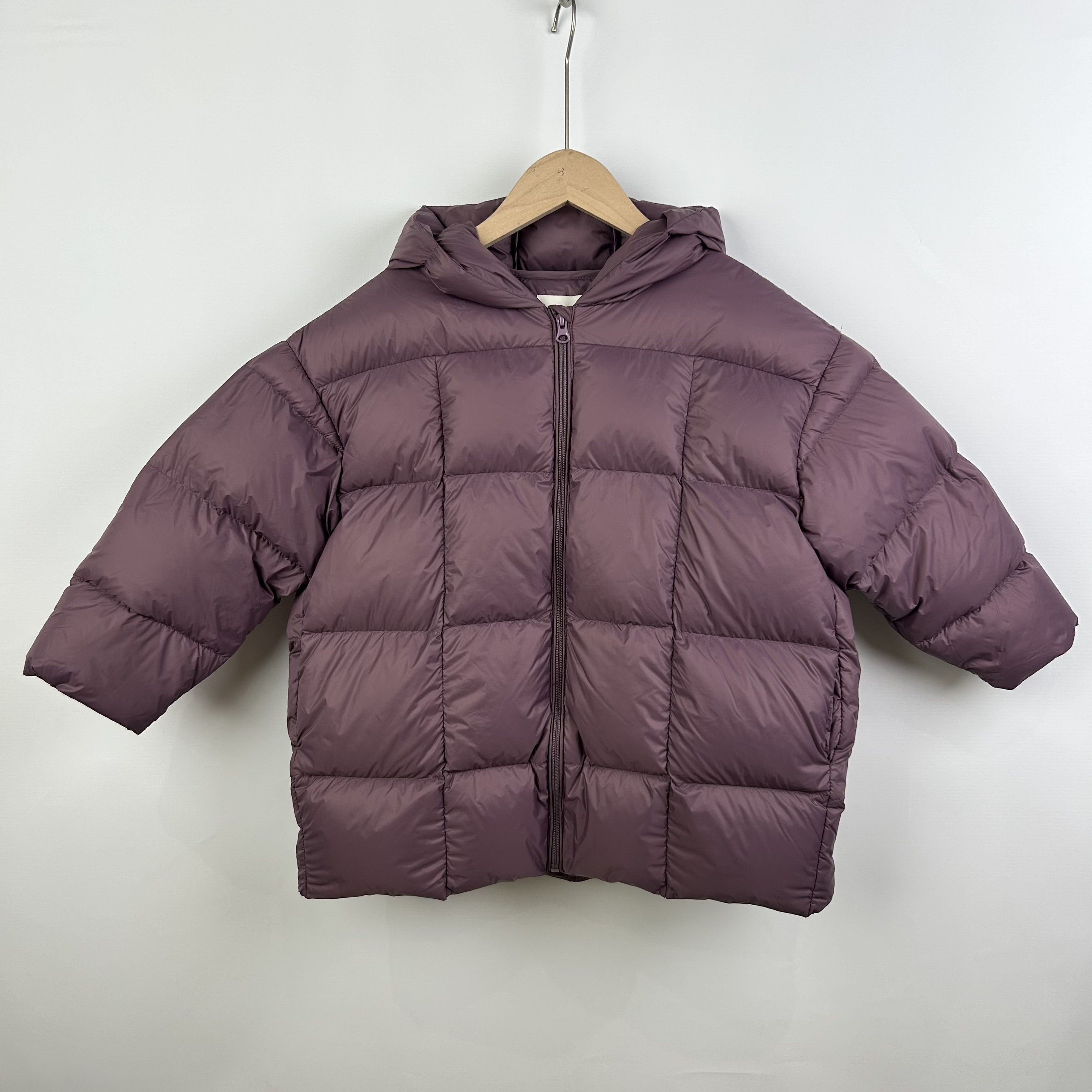 儿童鹅绒服 连帽方格充绒 保暖可爱冬装  1312