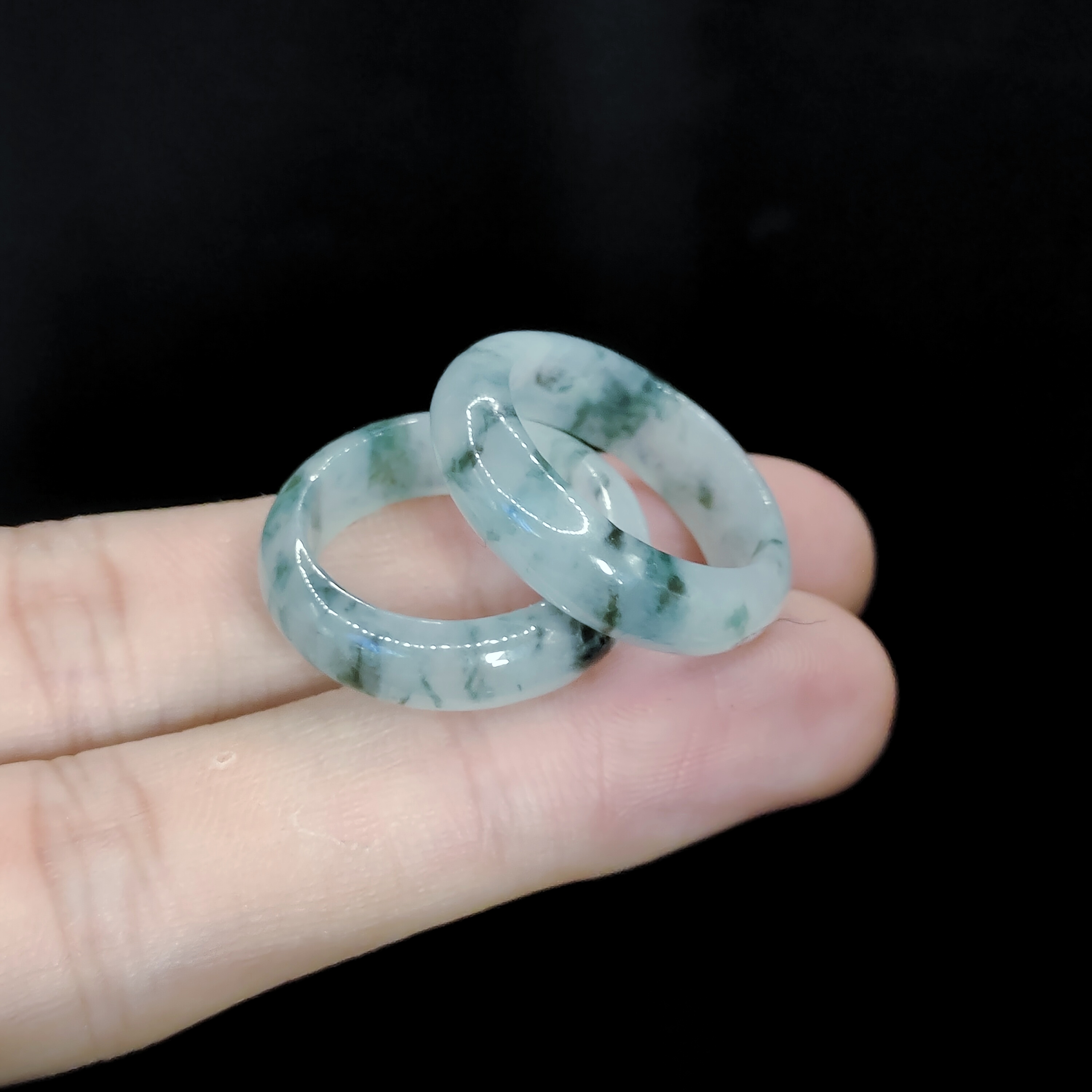 【老三珠宝】翡翠蓝花戒圈赠皮绳GS【多样性发其一】