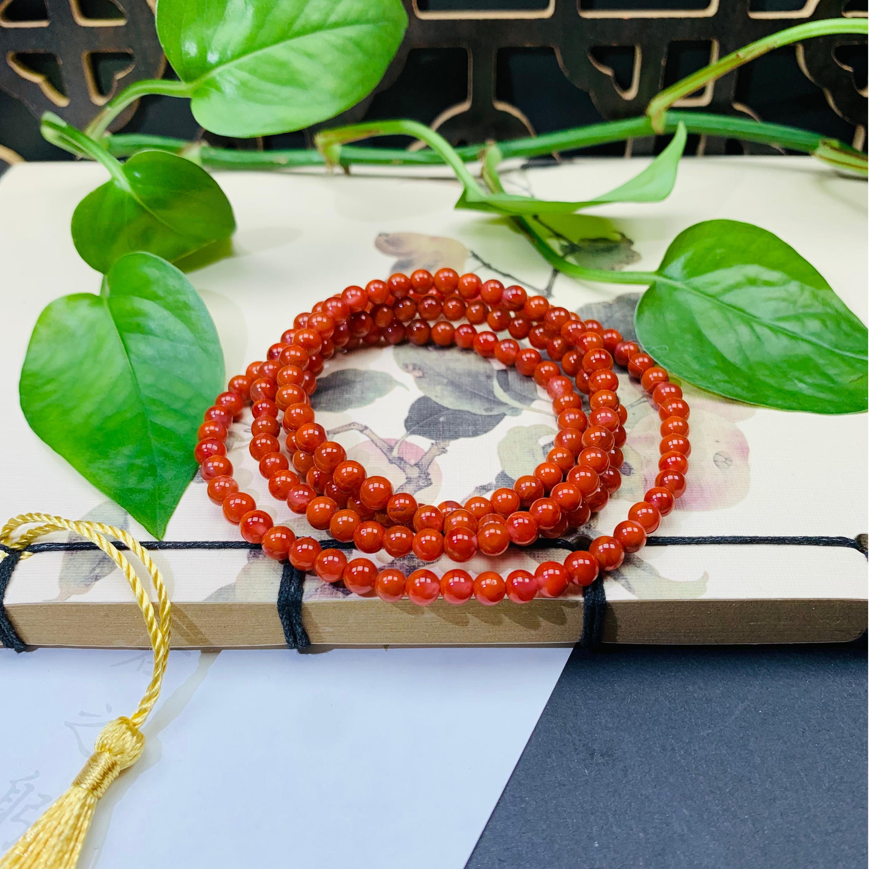 天然南红玛瑙约4.8mm珠多圈项链叠戴手链