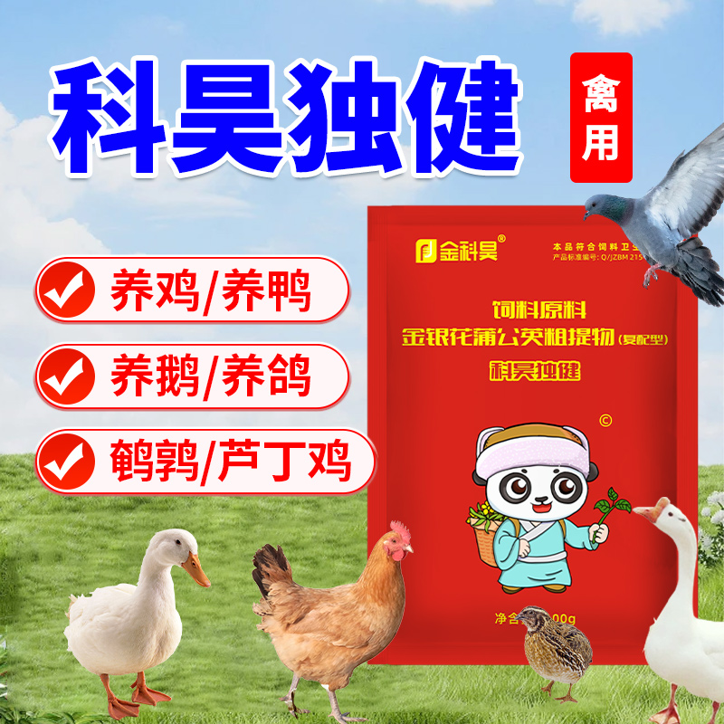 科昊独健百鸣健家禽芦丁鸡鸭鹅鸽呆立不动打蔫缩脖闭眼饲料添加剂