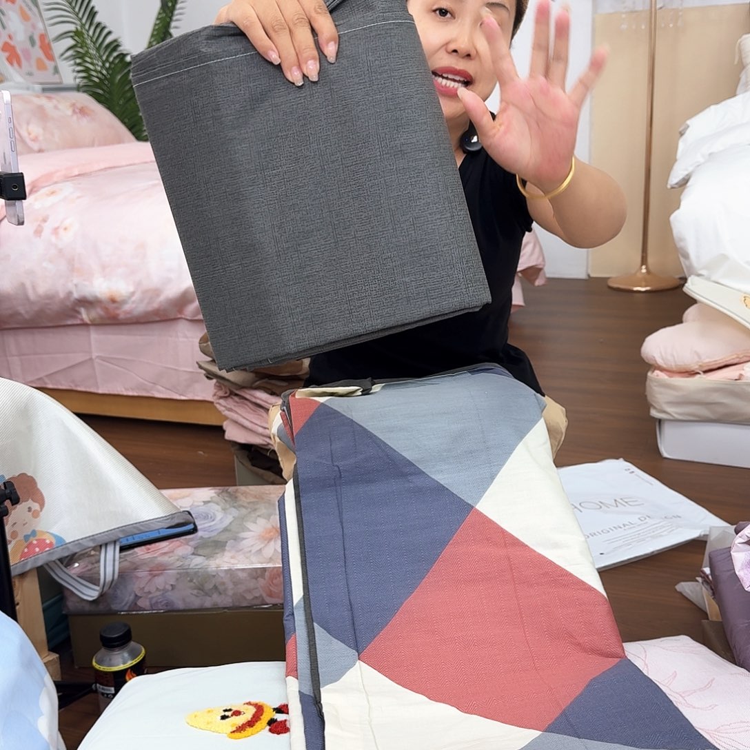 棉黑格子纯棉大双人四件套1