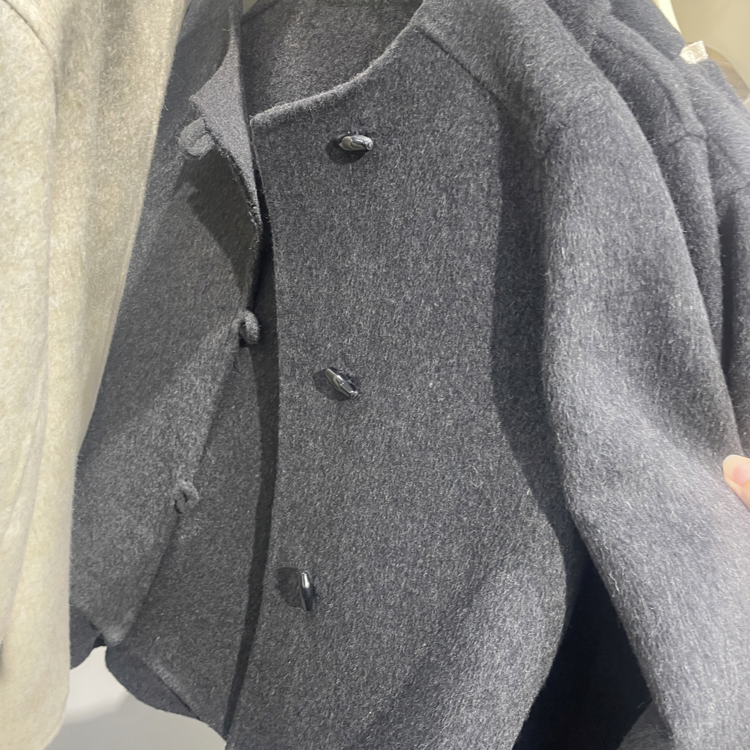 秋冬韩版圆领小香风双面短款毛呢大衣女款休闲百搭