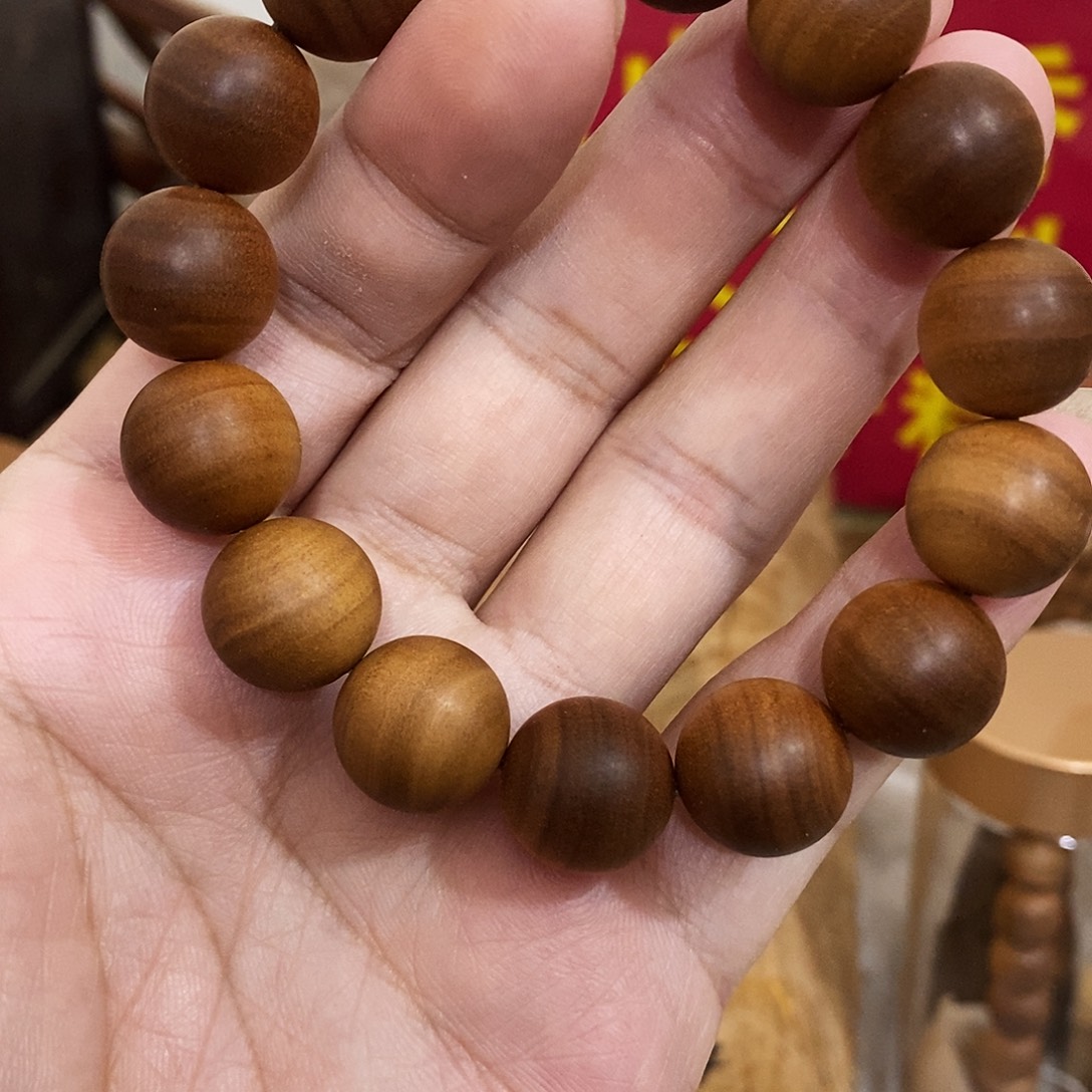 云***链檀香木手串/手链1.5黑肉横纹圆珠