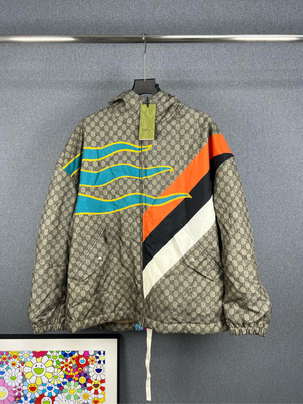 全新未使用 GUCCI/古驰 老花满LOGO拉链外套棉服 52码 全新A11642