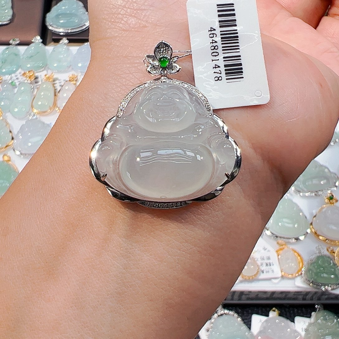 吊坠(不含链)18K金镶嵌翡翠佛公