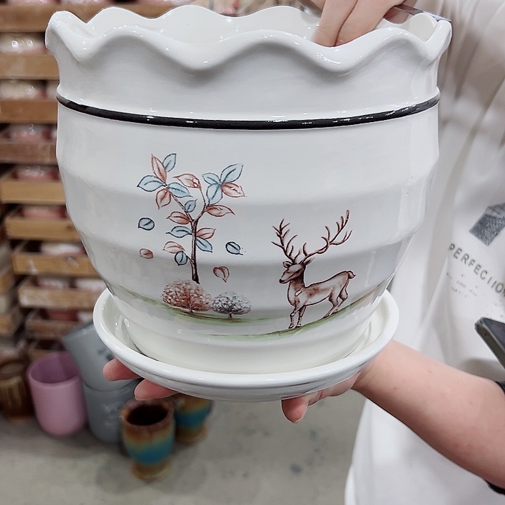 有孔.凑满10元发货多肉陶瓷花盆！