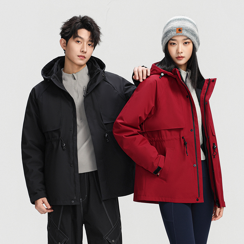 【轻奢鹅绒服】收腰可脱卸2件套连帽鹅绒服户外徒步防风Y82681