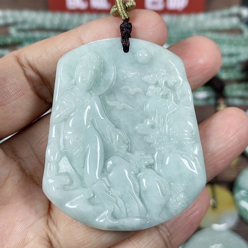 【闪购商品】翡翠颈饰未镶嵌玉吊坠翡翠玉山水自在观音