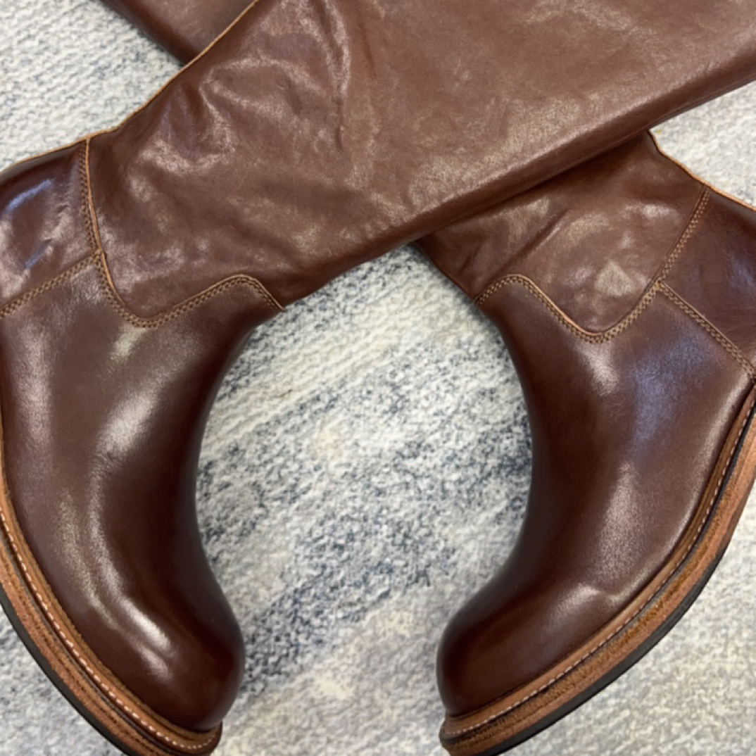 《奢定推荐》都市靴 头层水洗马皮真皮大底圆头低跟休闲长靴