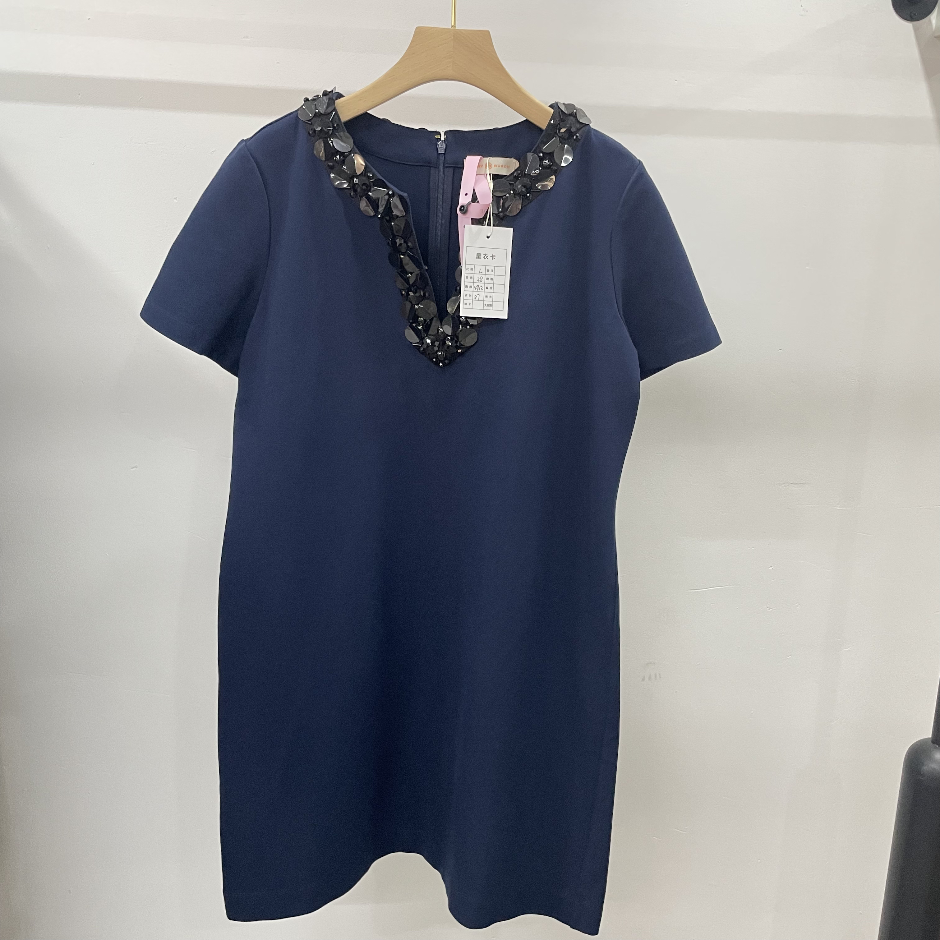 99新 TORY BURCH/汤丽柏琦 藏蓝色宽松版连衣裙/L码/B01016