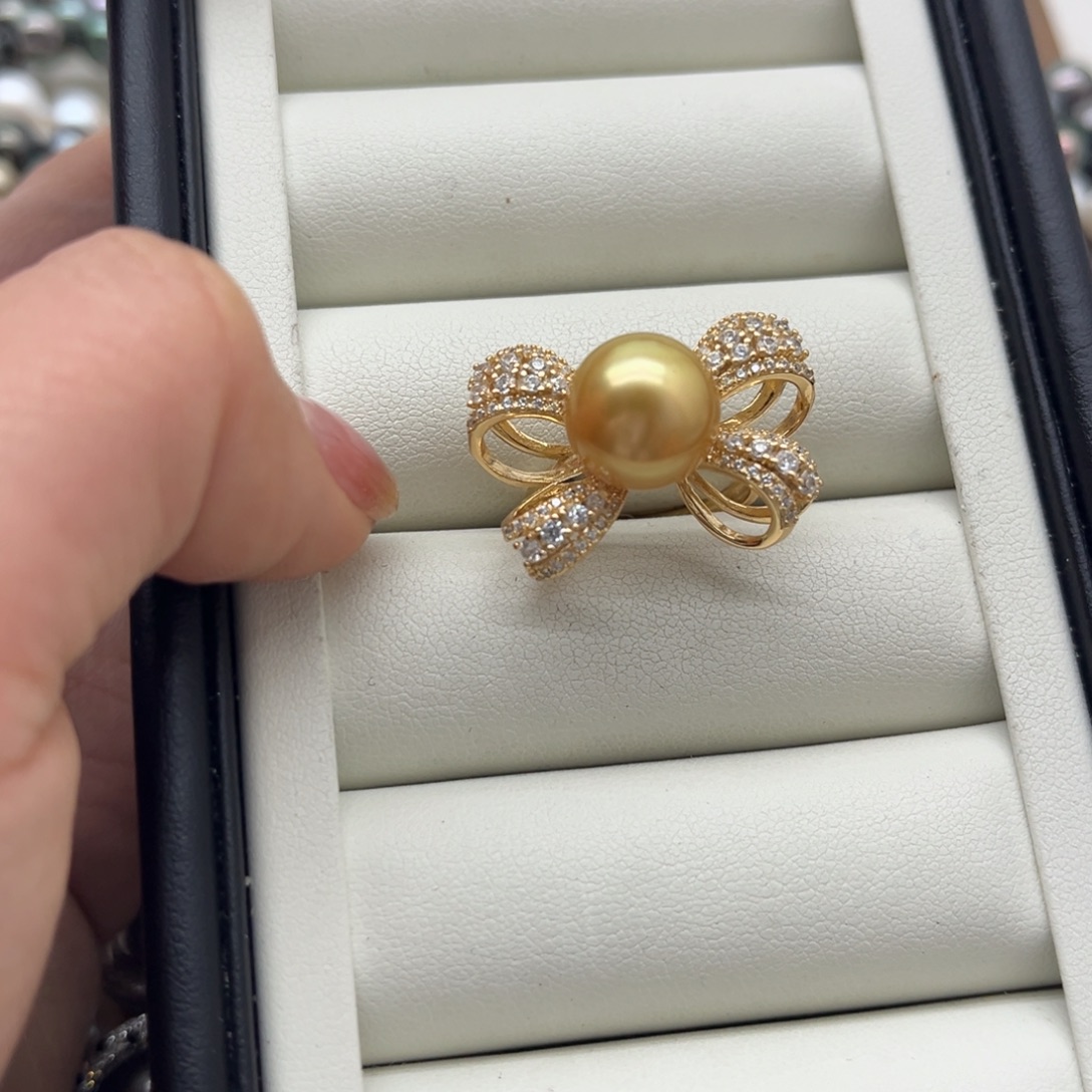 戒指银S925镶嵌海水珍珠