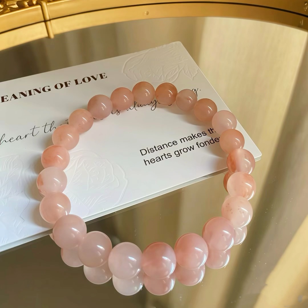 天然玉石金丝玉桃花酿时尚手链 国风百搭粉色调[多样性发货]