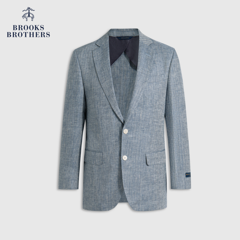 Brooks Brothers/布克兄弟男士25秋冬款亚麻人字纹西装外套