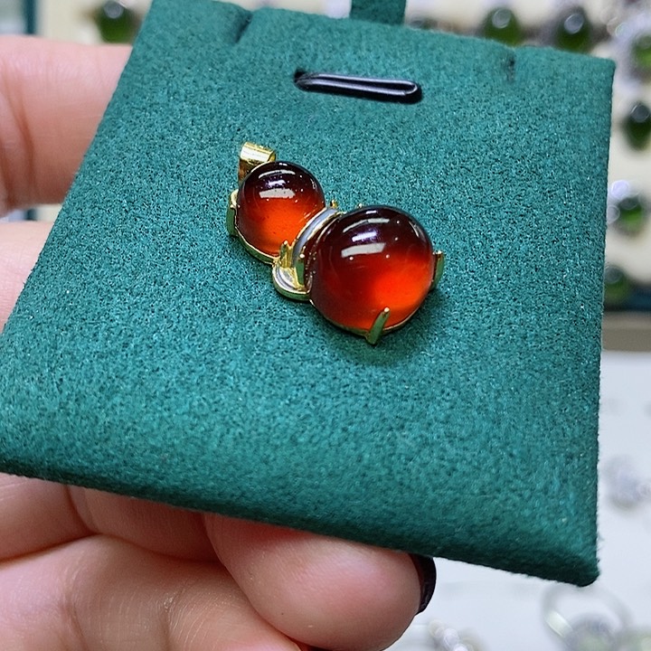 石榴石吊坠银S925镶嵌元*儿