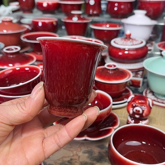 景德镇陶瓷红马坊闻香杯