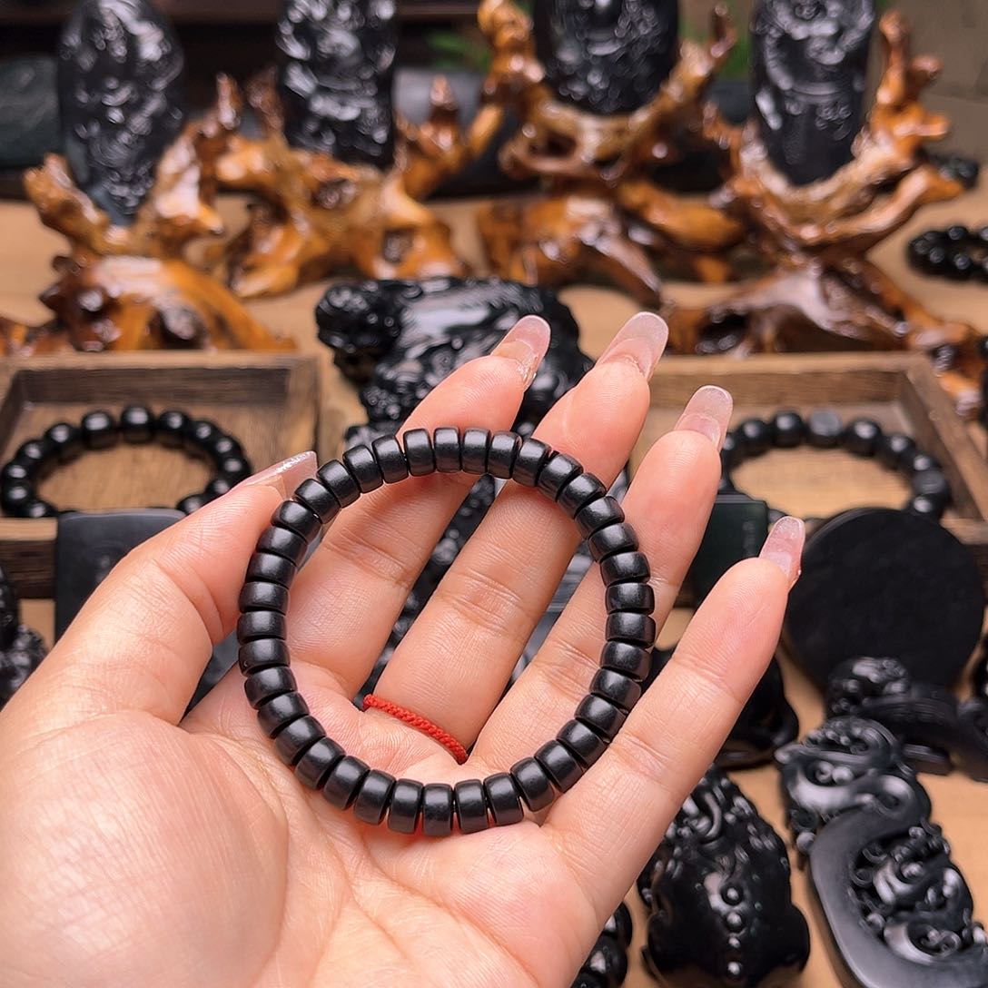 和田玉（墨玉）手链未镶嵌青*