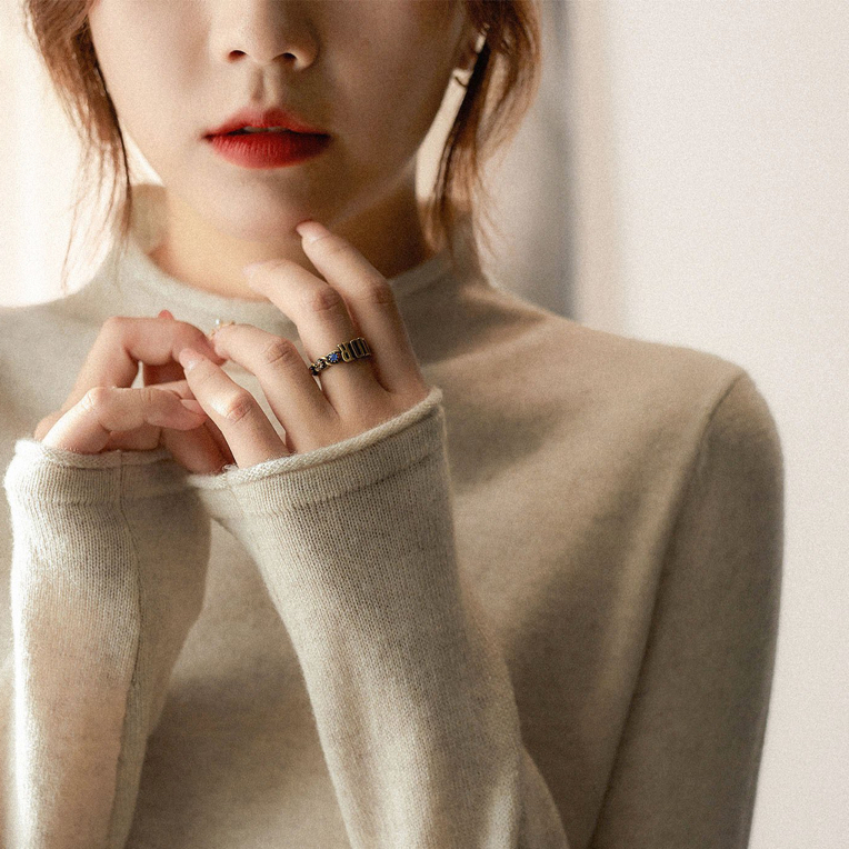 卷边圆领安迪绒毛衣女套头半高领内搭针织打底衫秋冬