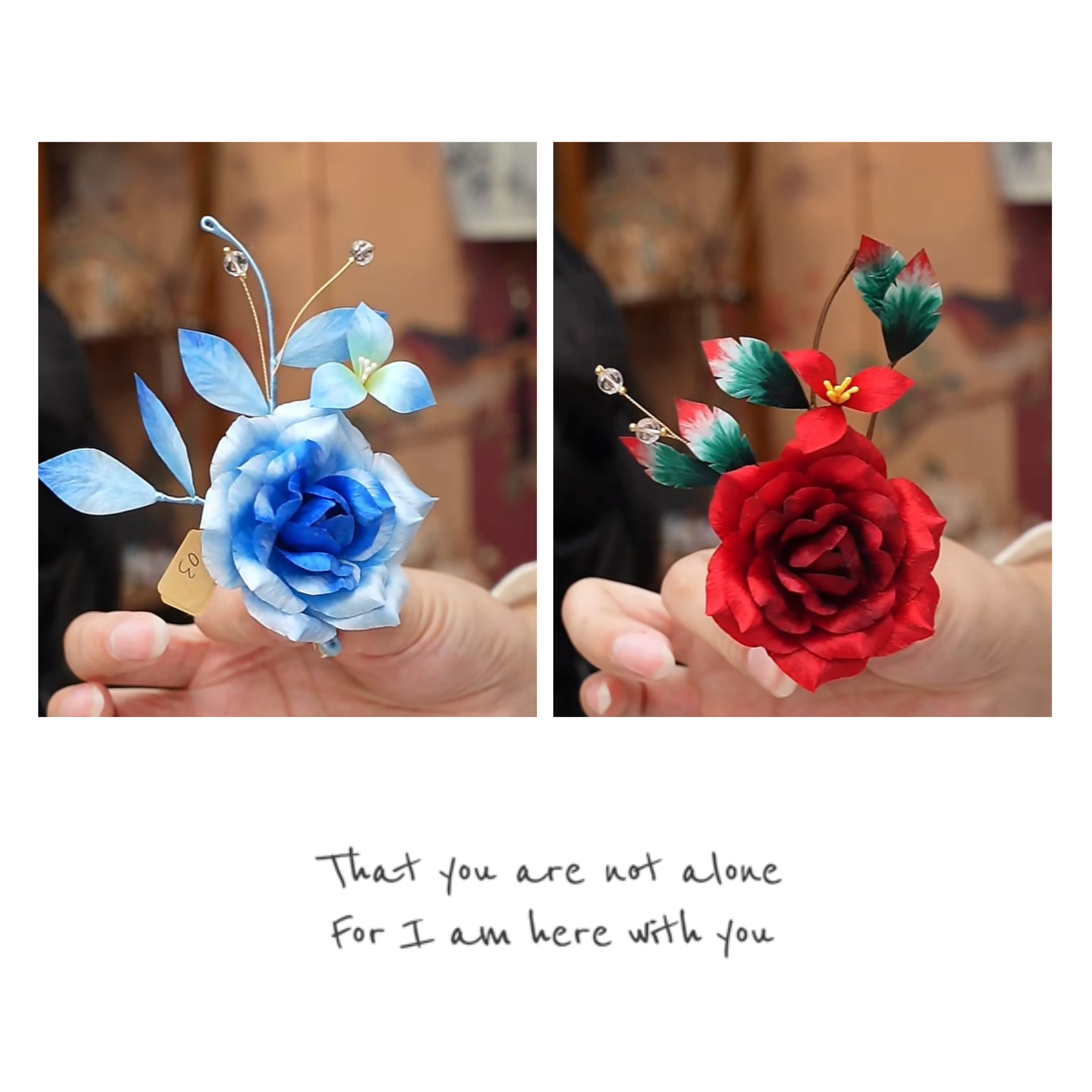 锦簪阁非遗红色梅花胖绒套系蚕丝手工绒花古风发饰非遗传承