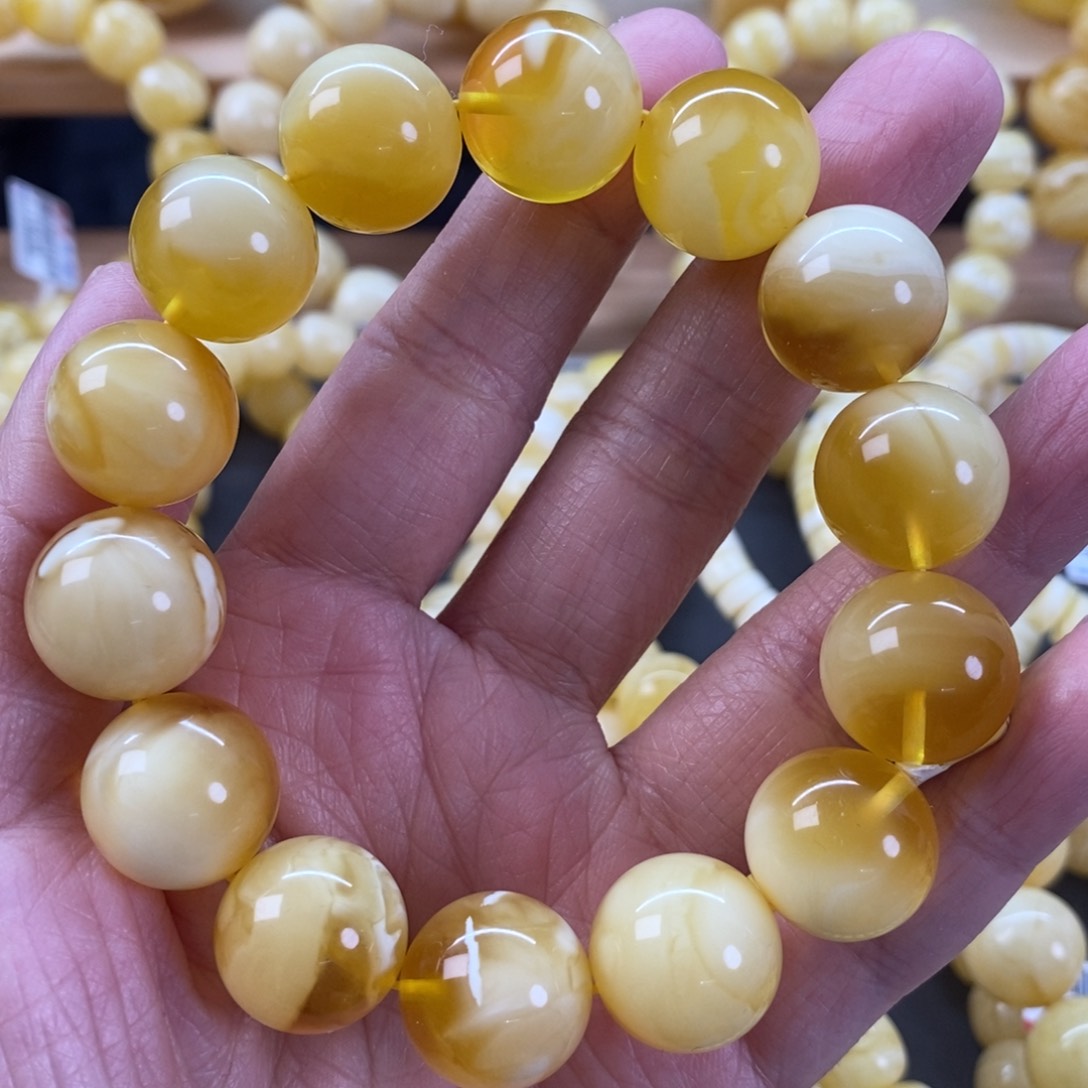 蜜蜡裸石未镶嵌16➕金溶洞白花