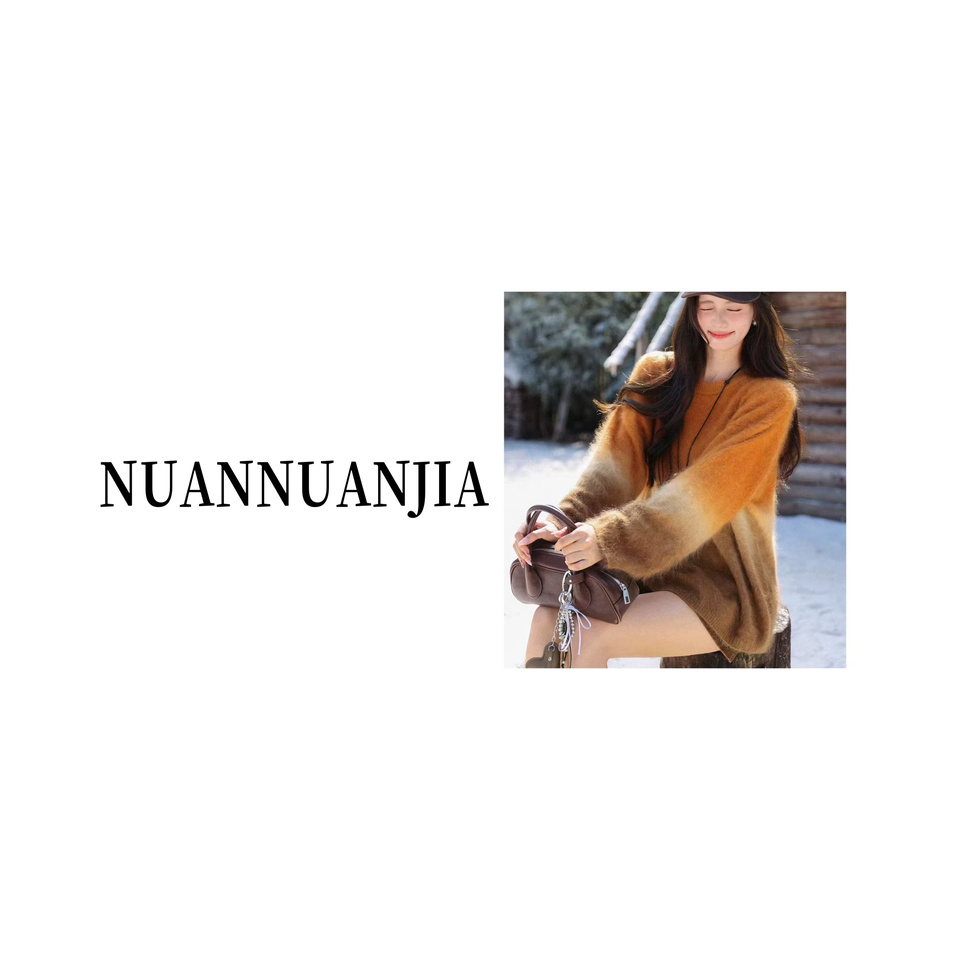 暖NUAN/落日之橘/100羊毛拉绒毛衣套头女秋冬款