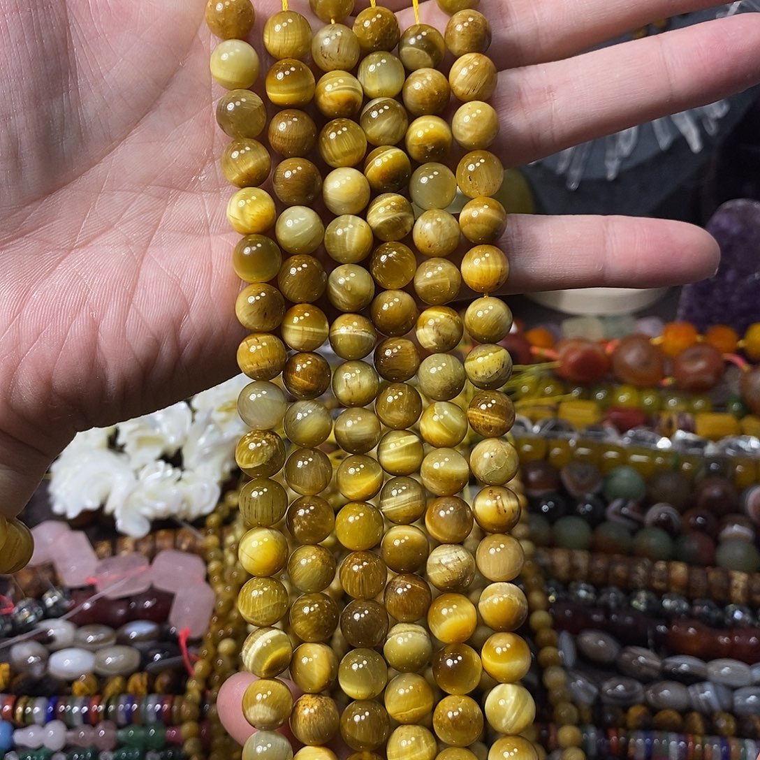 石英质玉未镶嵌，A品金虎眼10mm，