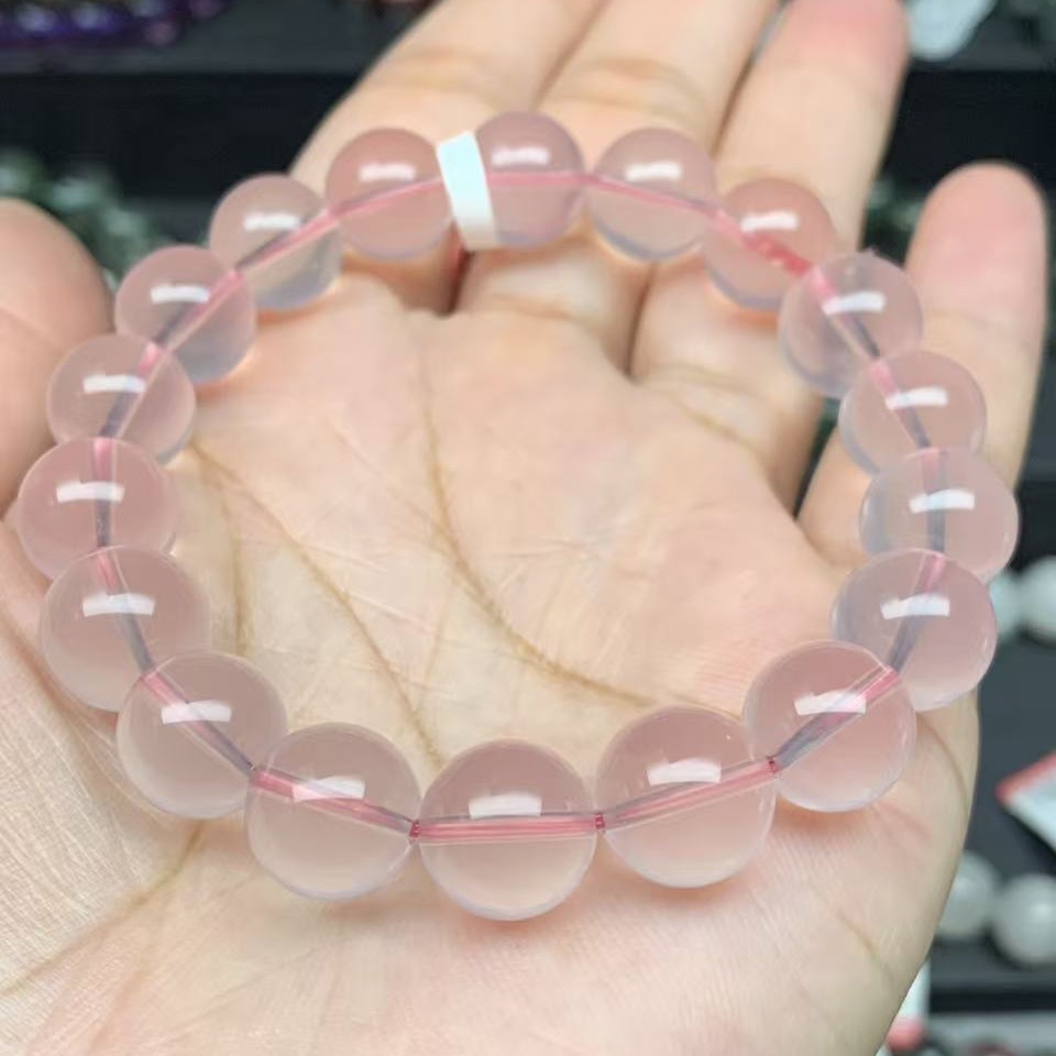 天然水晶粉水晶11仙女手串六芒星光粉水晶手串冰透精美单圈时尚
