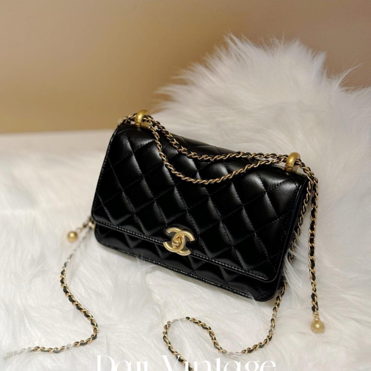 99新 Chanel/香奈儿 24期免息大吉中古/香奈儿黑金双金珠woc