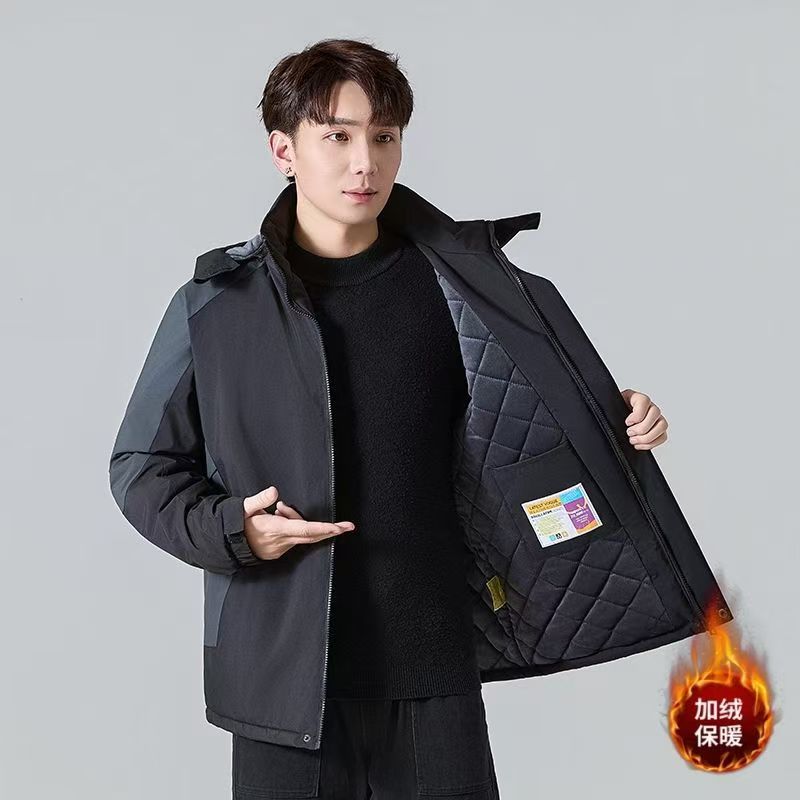 书玥家 809加绒男士冬季可脱卸帽保暖冲锋衣棉衣防风抗寒休闲保暖