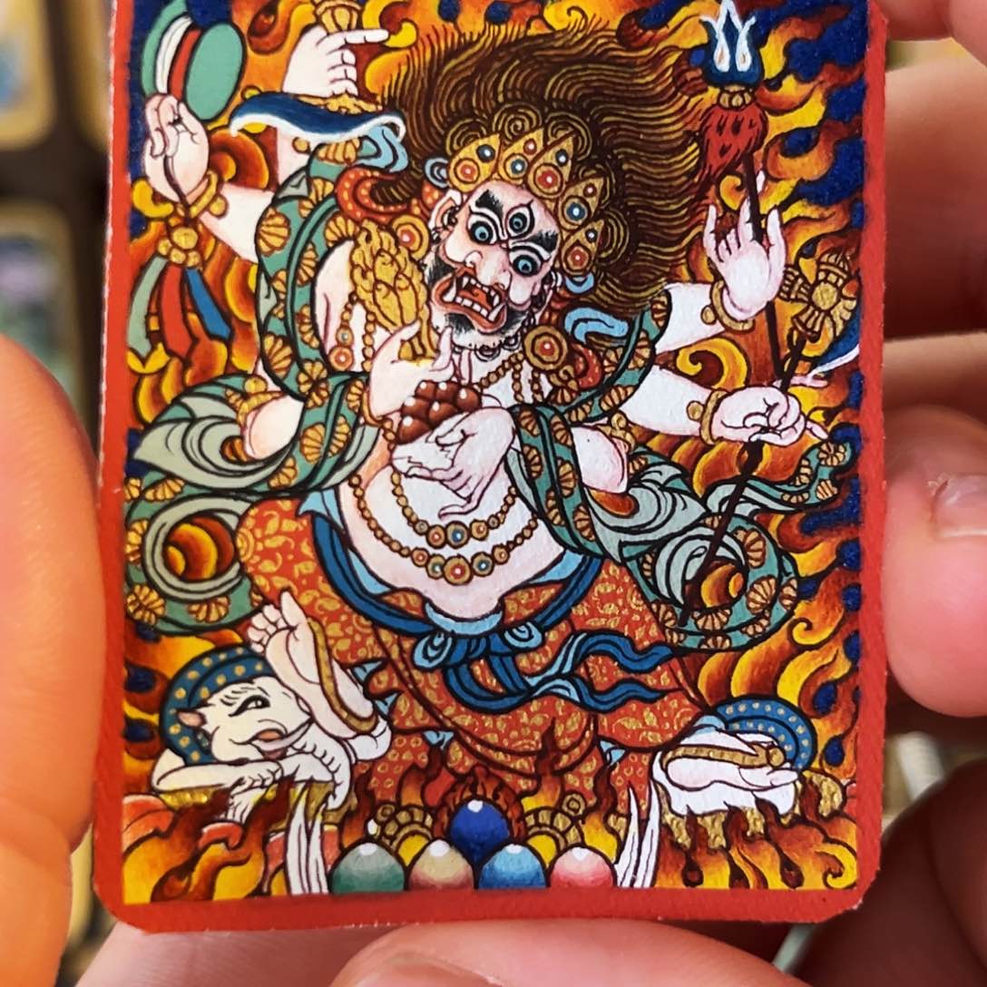 装裱画仰**空青海热贡手绘白六臂