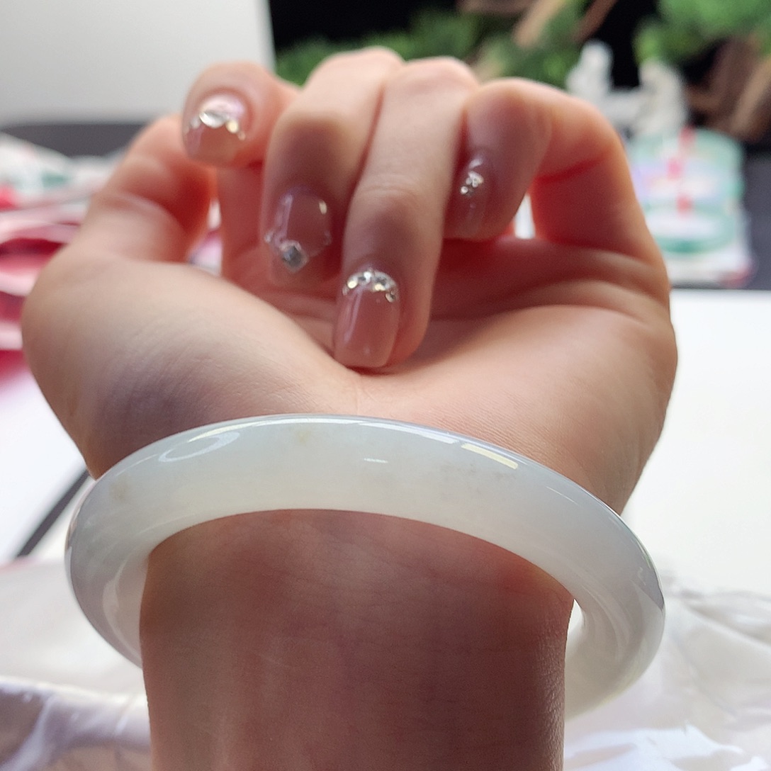 翡翠手镯未镶嵌天然翡翠52-53白月光美人条