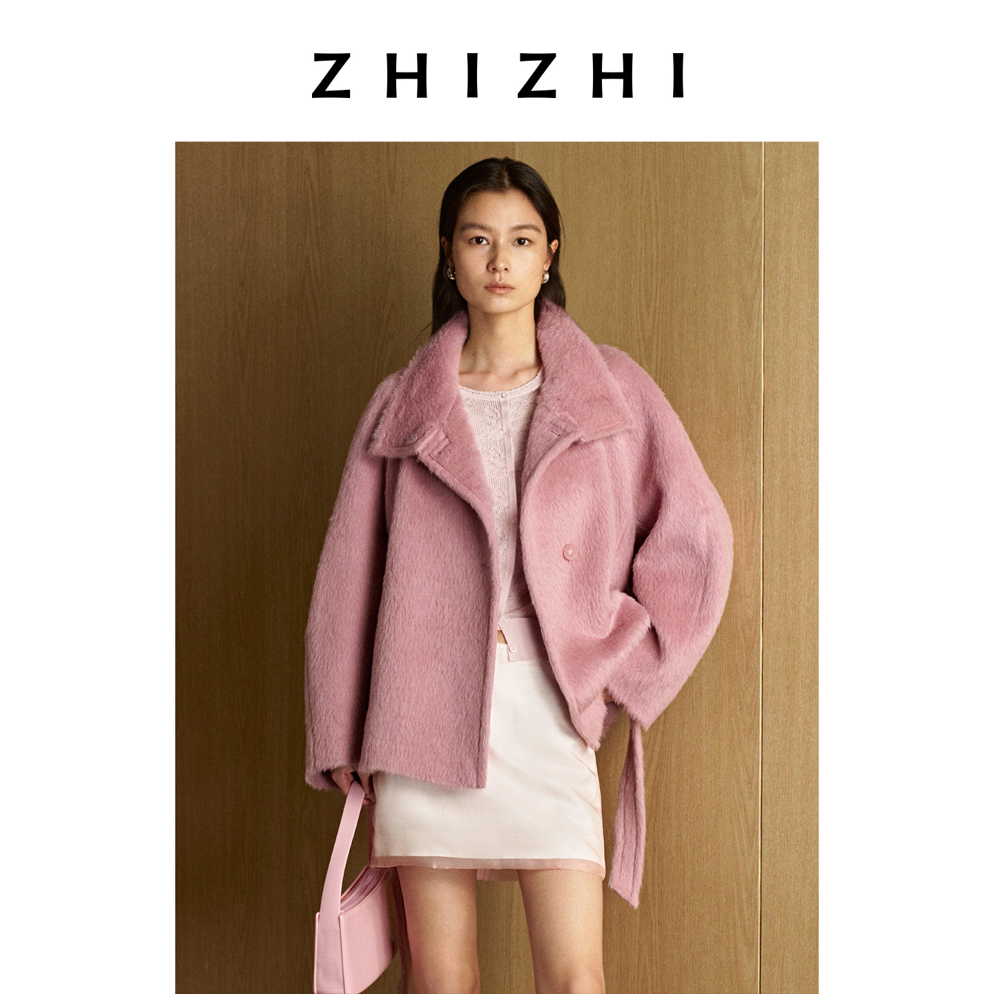 致知 洞仙词 柔顺廓形新款翻领立领毛呢外套大衣26春ZZ2FSWWT002