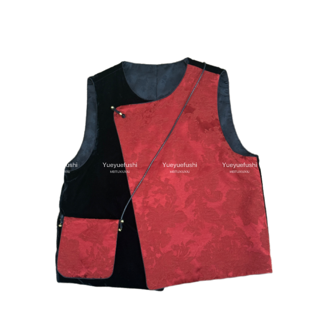 萧萧-新中式拼接丝绒斜挎包马甲