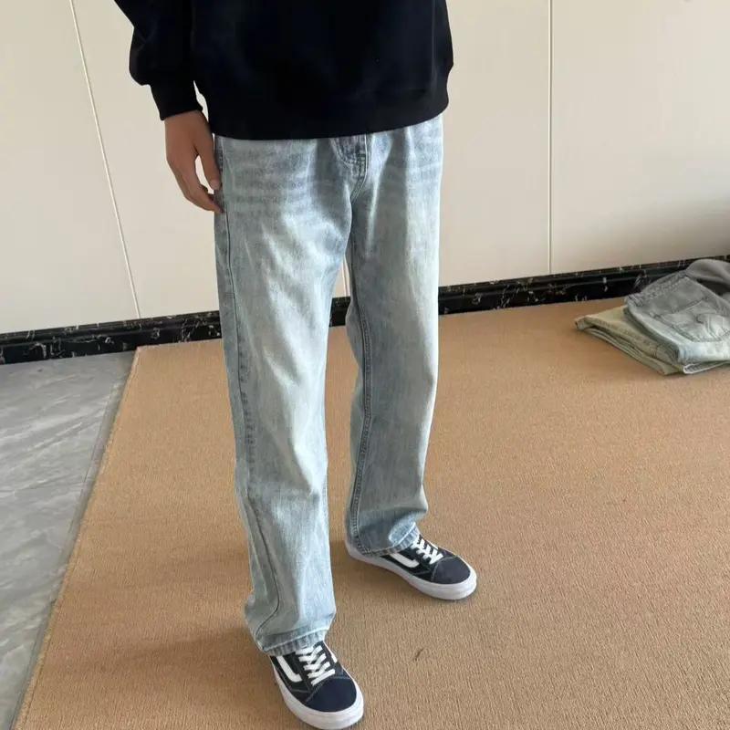 美式高端男士无弹直筒裤牛仔裤白搭时尚耐穿3603