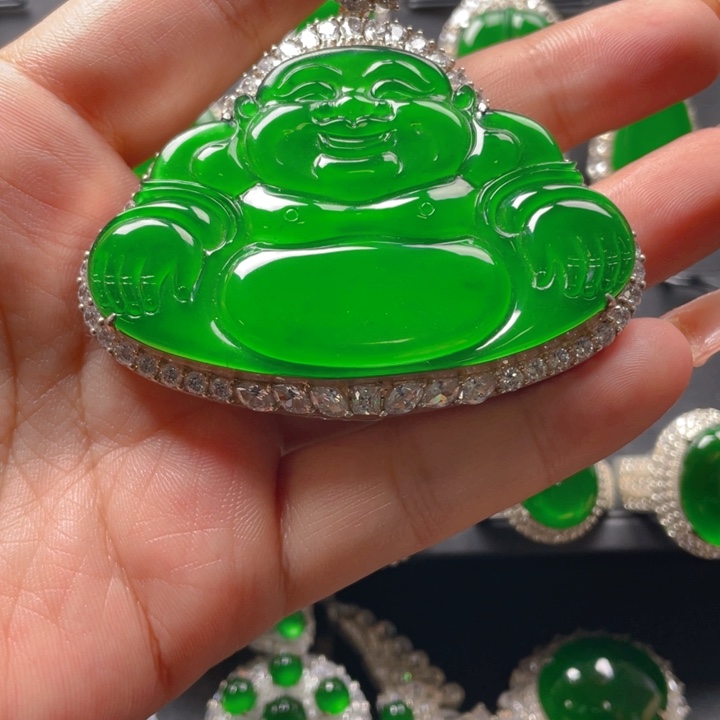 翡翠银S925镶嵌颈饰上**萱翡翠吊坠