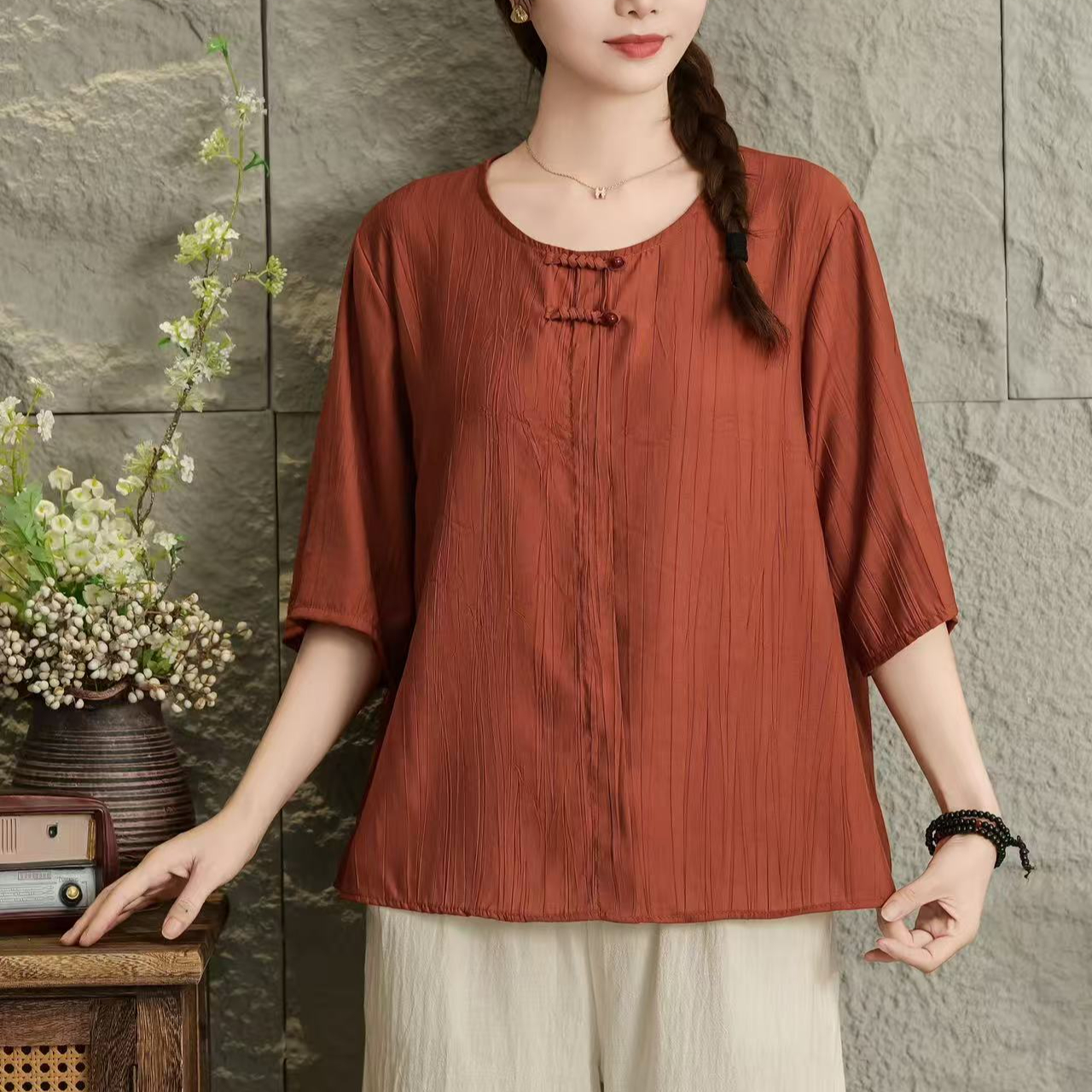 8521新款夏季时尚文艺气质显瘦减龄T恤小衫QZ