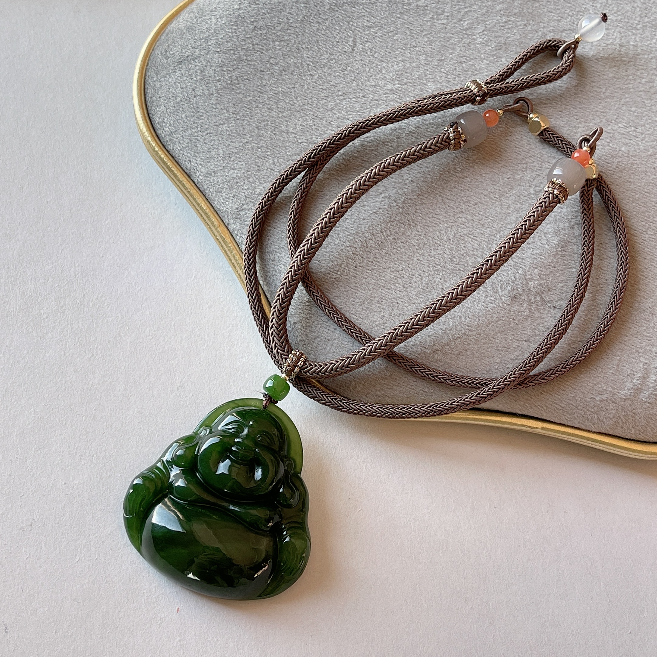 【云舒阁】±45mm和田玉碧玉佛公吊坠气质轻奢精美