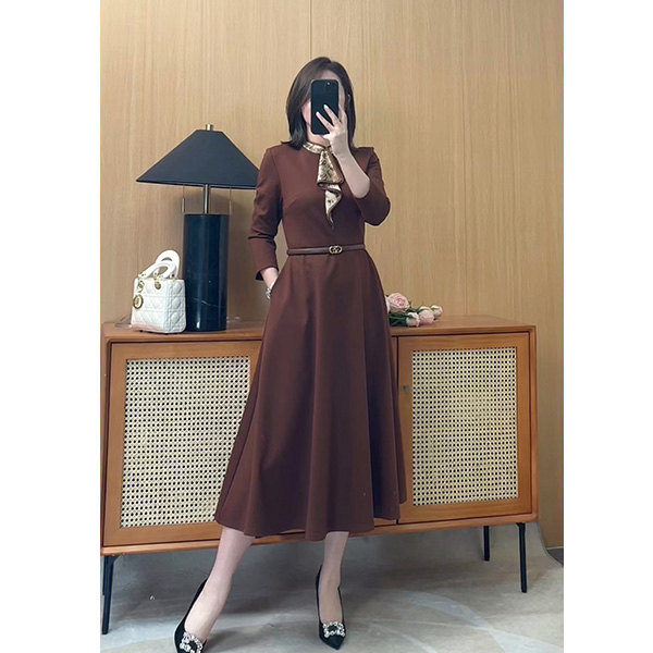 2025秋冬新款高级定制印花拼接连衣裙女气质轻奢复古裙子(有内衬)