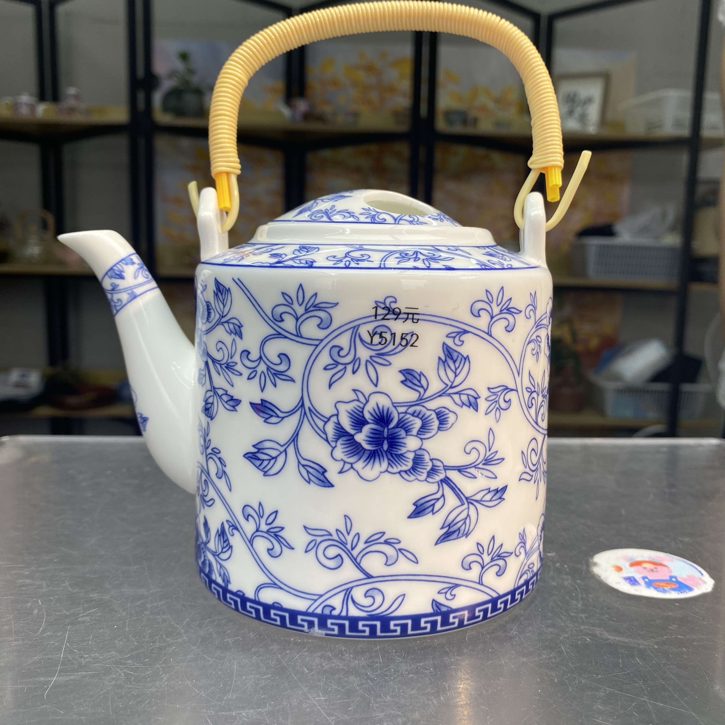 莉火火茶器 云纹羊脂玉青花提梁壶-5152（直播专享）