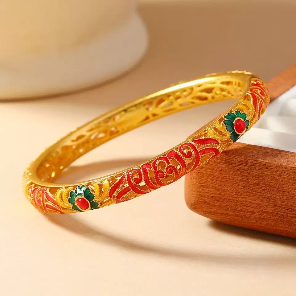 铜合金【宝相鎏霞】S24056景泰蓝手镯手串中国风高级感个性手链手圈