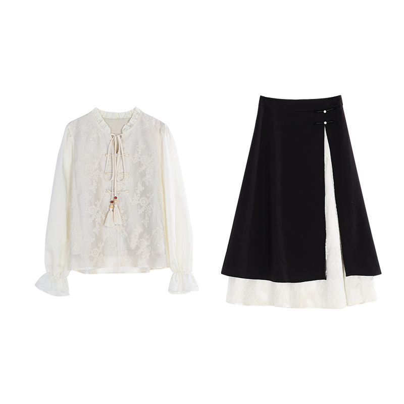 现货【品牌撤柜款ZB】新中式长袖衬衫女新款设计感国风衬衣L33558