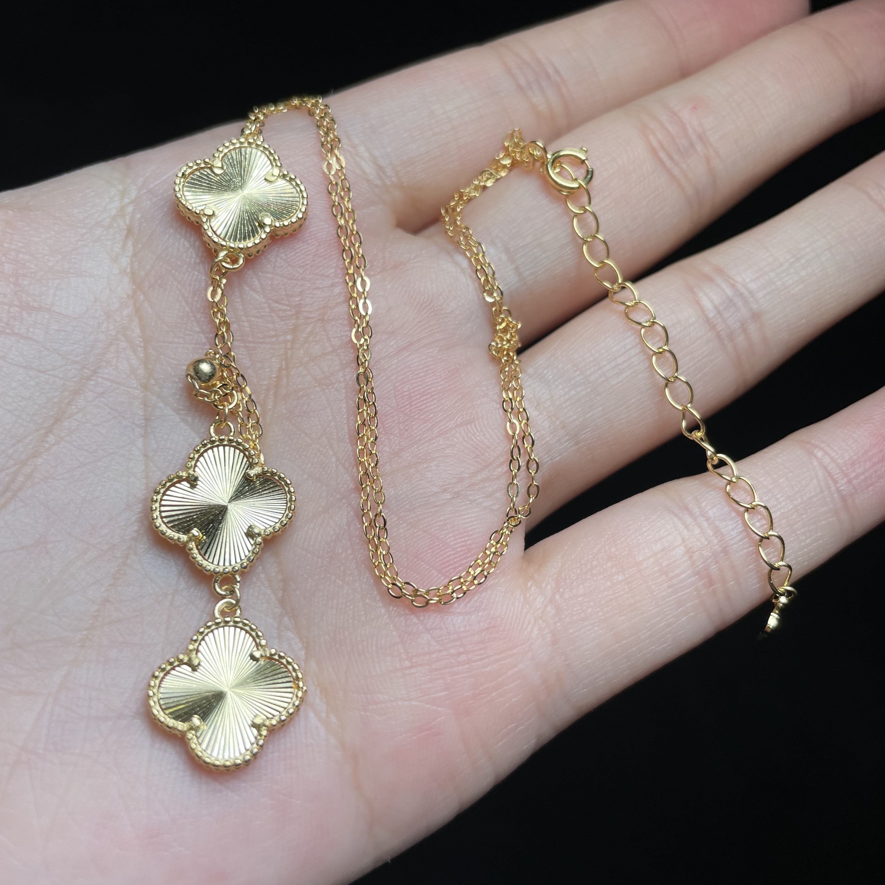 925银银制品 【珠翎】925银金色四叶草项链 YC0560031