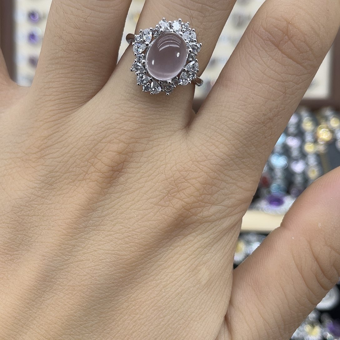 戒指银S925镶嵌芙蓉石